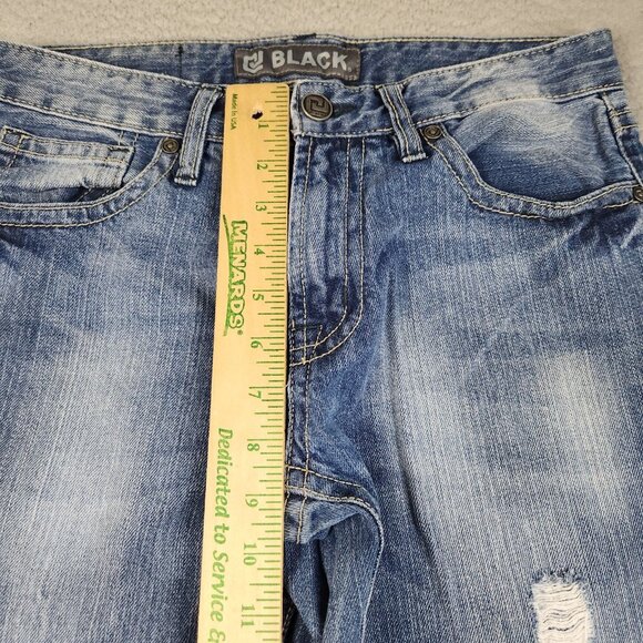 Men's Slim Fit Straight Leg Low Rise Blue Jeans Men's 30x32 Faded Distress Denim - Picture 4 of 14